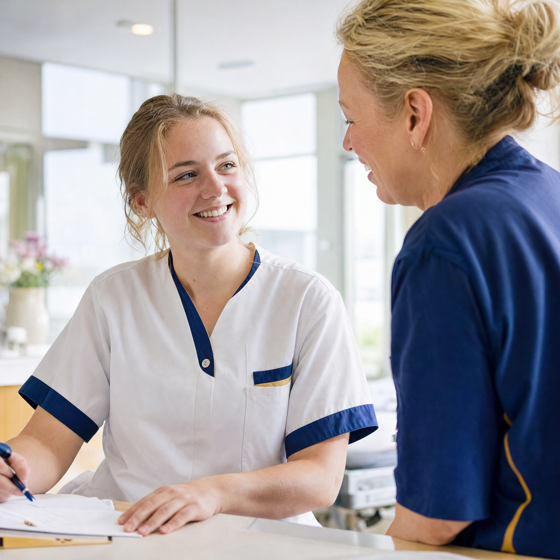 Student heeft een warm moment met een zorgcollega